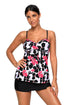 Sexy Red Black Floral Cami Tankini and Skirtini Swimsuit